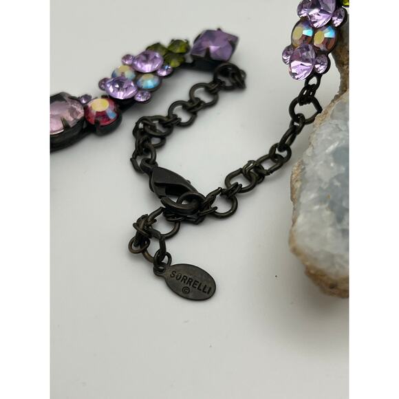 Vintage Sorelli Fresh Flowers Swarovski Crystal Necklace brass colored metal - Picture 8 of 10